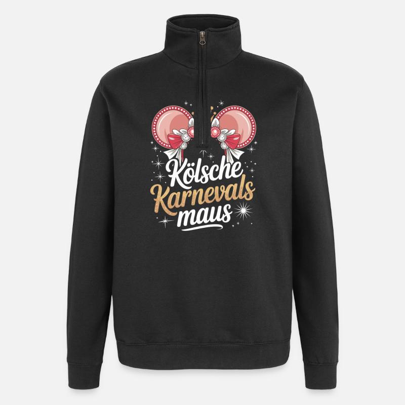 Kölsche Karnevalsmaus Karneval Köln Kölner Maus - Quarter-Zip-Sweatshirt - Schwarz