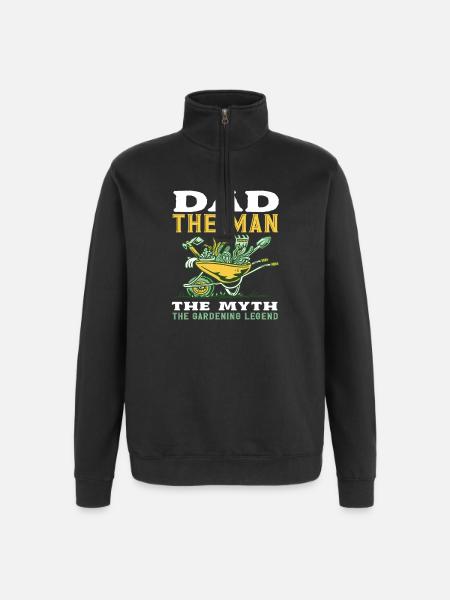 dad the man funny gardening - Quarter-Zip Sweatshirt - black
