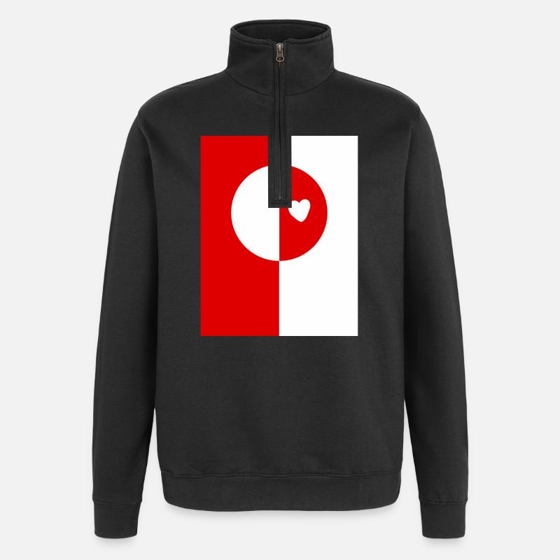 Drapeau du Groenland - Sweat à zip 1/4 - noir