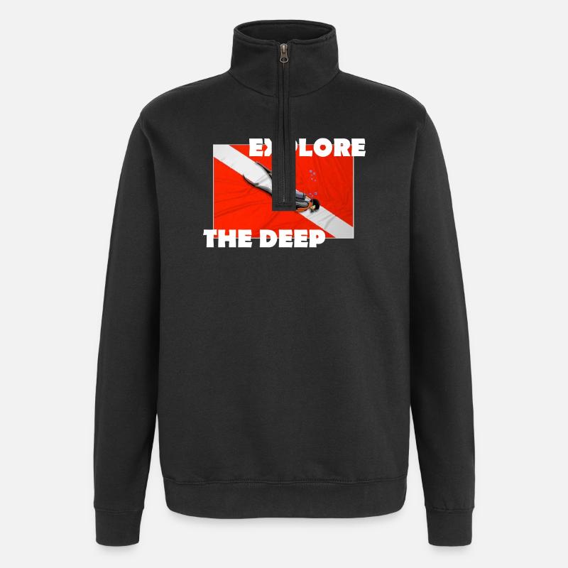 EXPLORE THE DEEP - Quarter-Zip Sweatshirt - black