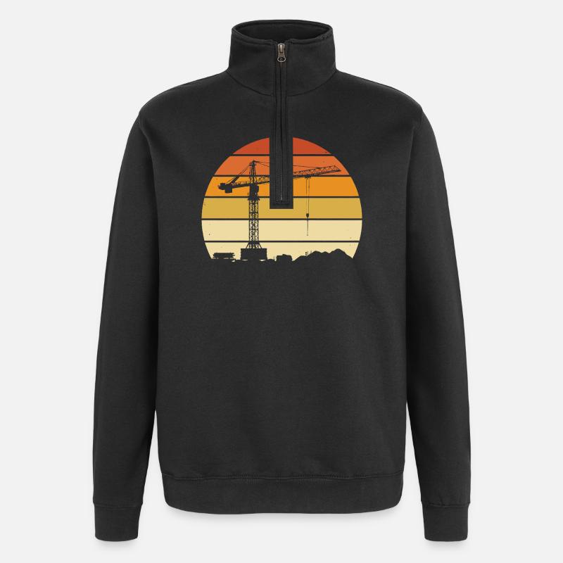 Kranführer Retro Design – Baustelle & Baukran - Quarter-Zip-Sweatshirt - Schwarz