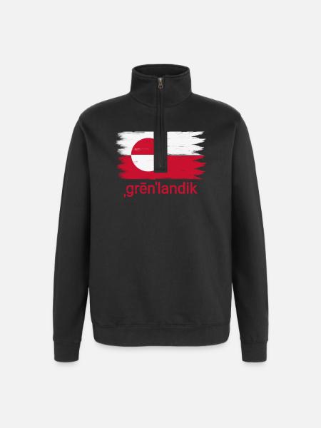 Grønlandik Flag - Quarter-Zip Sweatshirt - black