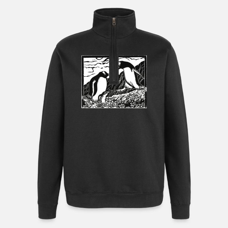 alpha beast penguins - Quarter-Zip Sweatshirt - black