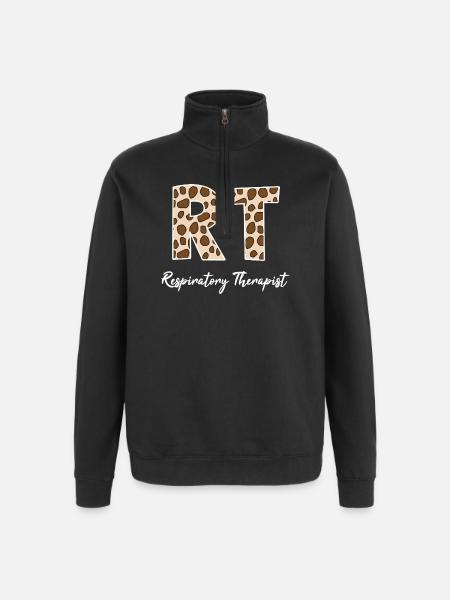 Respiratory Therapy Nurse Leopard Print - Quarter-Zip Sweatshirt - black