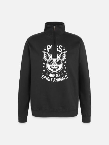 Pig Sayings Pig Funny Pigs Gift - Quarter-Zip Sweatshirt - black