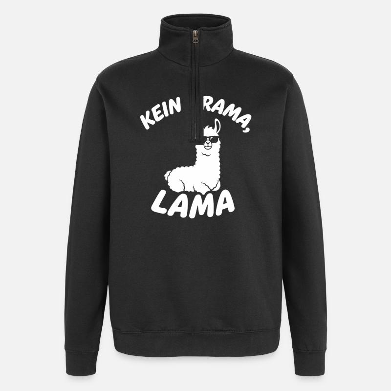 Kein Drama Lama - Quarter-Zip-Sweatshirt - Schwarz
