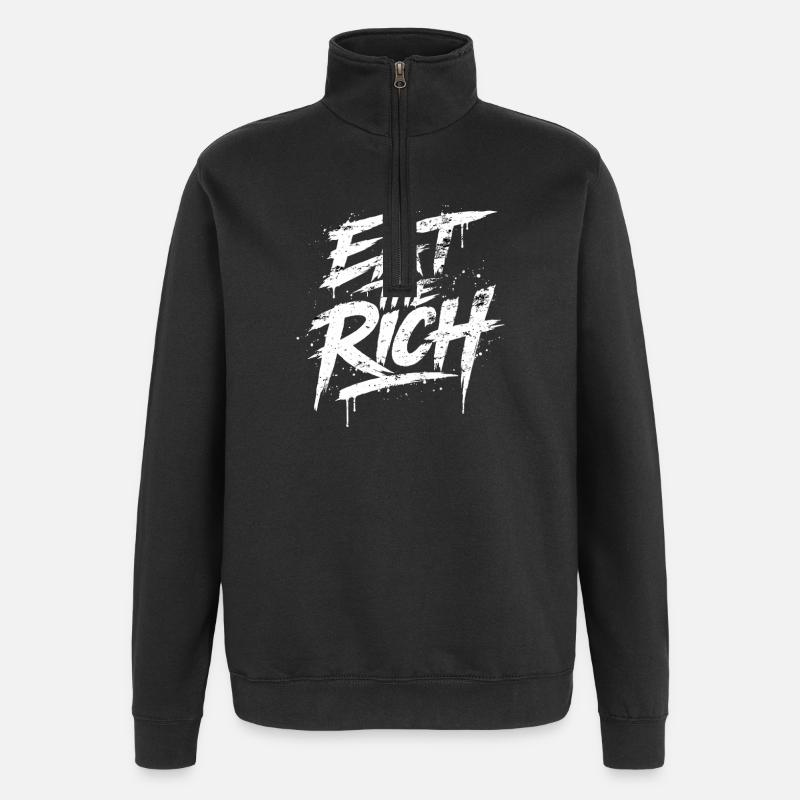 Eat the Rich Graffiti Slogan - Sweat à zip 1/4 - noir