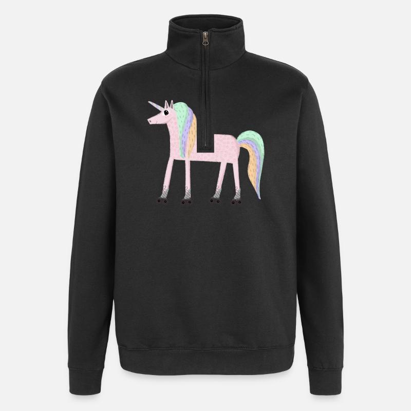 Unicorn_rollerSKate - Sweat à zip 1/4 - noir