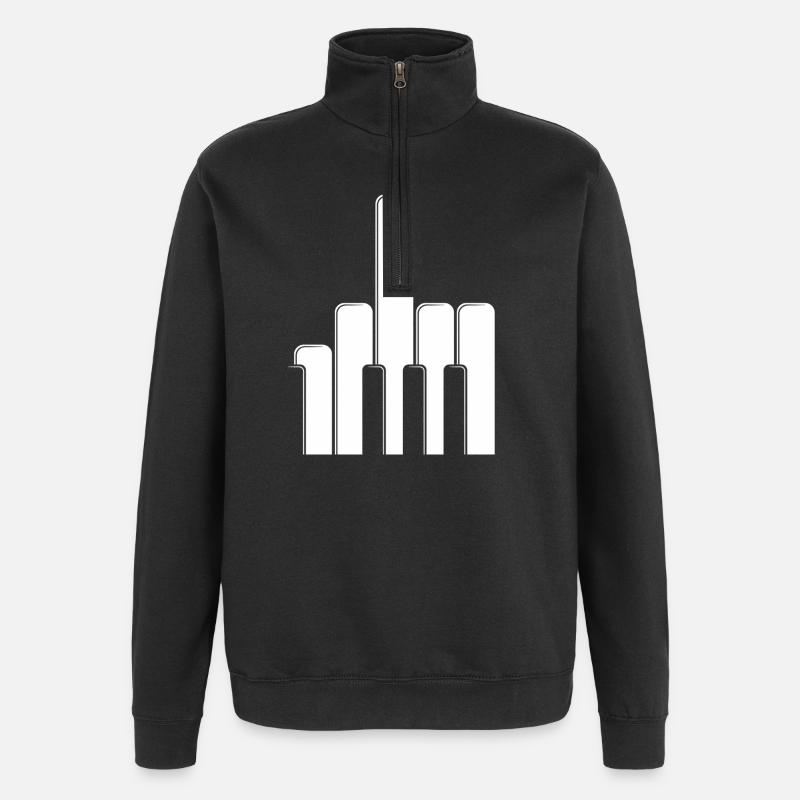 Klaviertasten Mittelfinger - Quarter-Zip-Sweatshirt - Schwarz