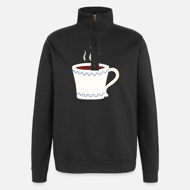 Dampfender Becher mit blauem Wave-Verschluss - Quarter-Zip-Sweatshirt - Schwarz