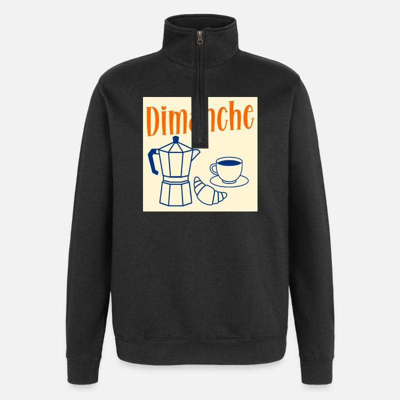 Dimanche Café Croissant - Sweat à zip 1/4 - noir