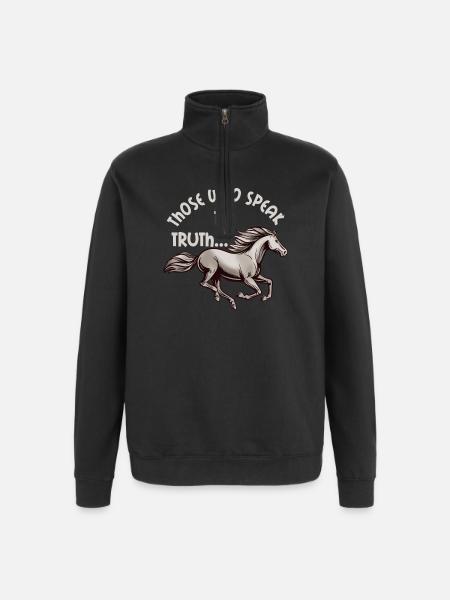 Le cheval et la Vérité - Sweat à zip 1/4 - noir