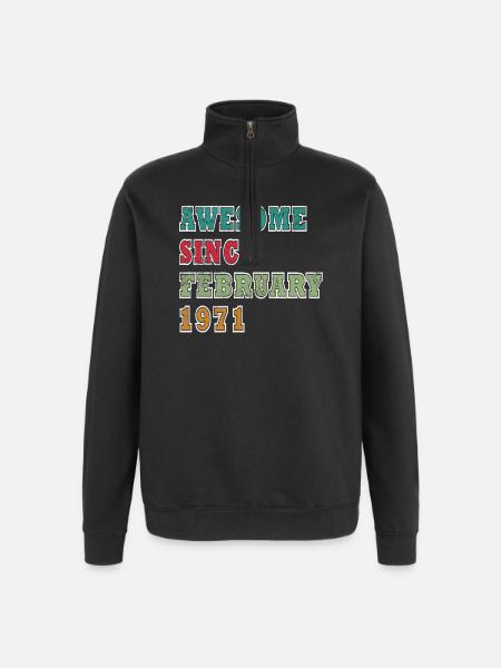 1971 February Birthday Legend - Quarter-Zip Sweatshirt - black