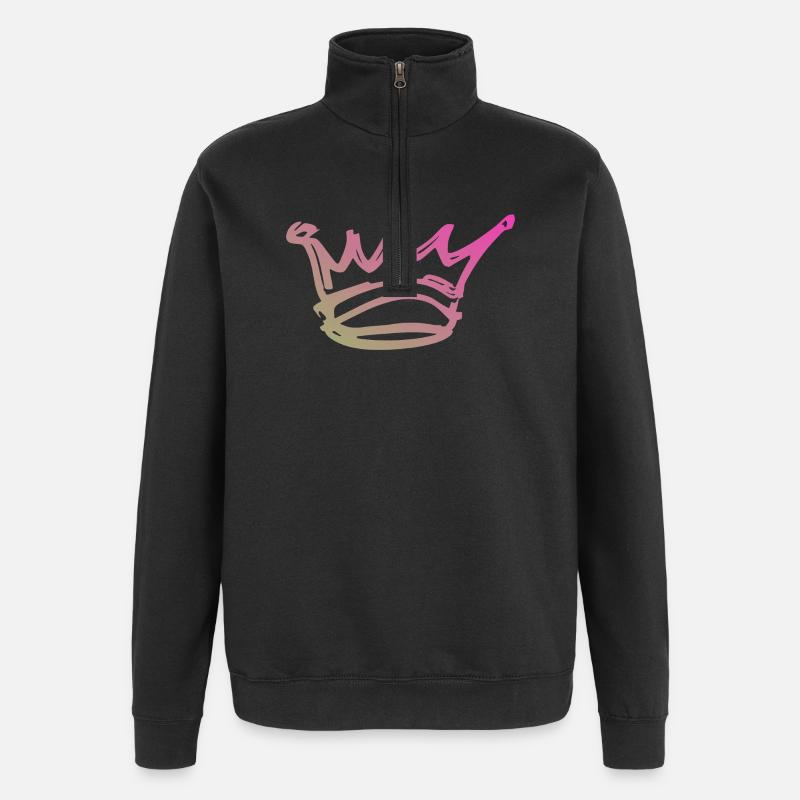 Gradient Crown Sketch - Quarter-Zip Sweatshirt - black