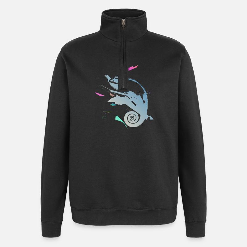 Spiral Chameleon in Neon Gradient - Quarter-Zip Sweatshirt - black