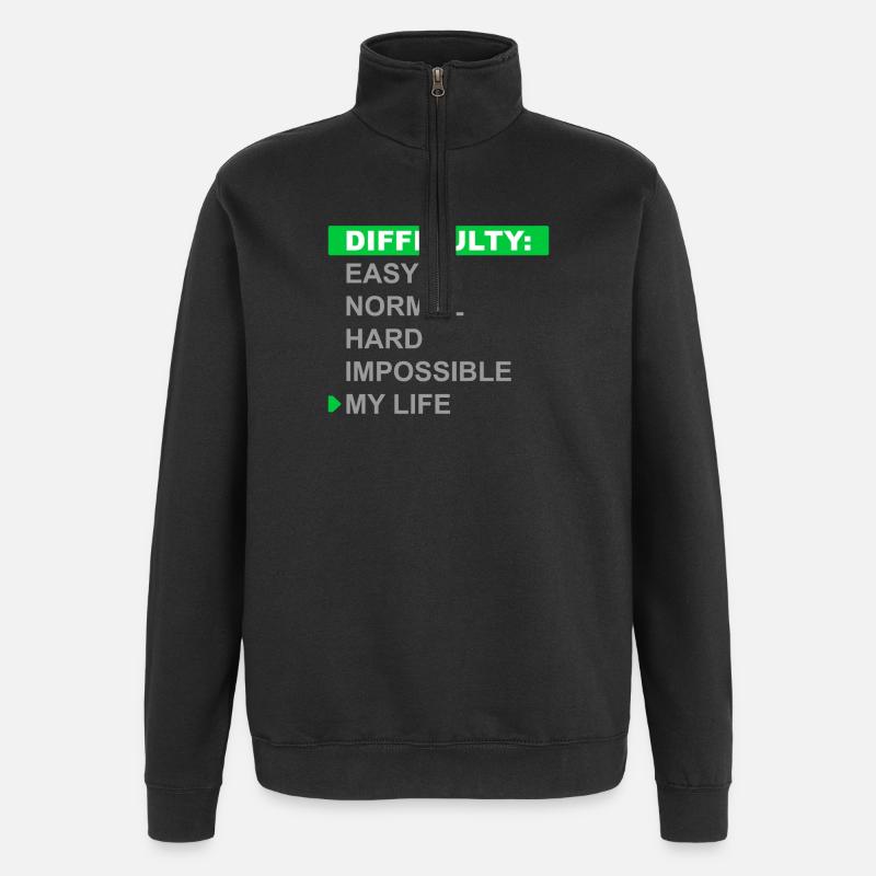 Difficulty Mode – My Life - Quarter-Zip Sweatshirt - black