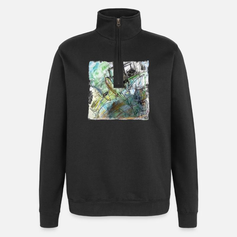 Avion - Sweat à zip 1/4 - noir