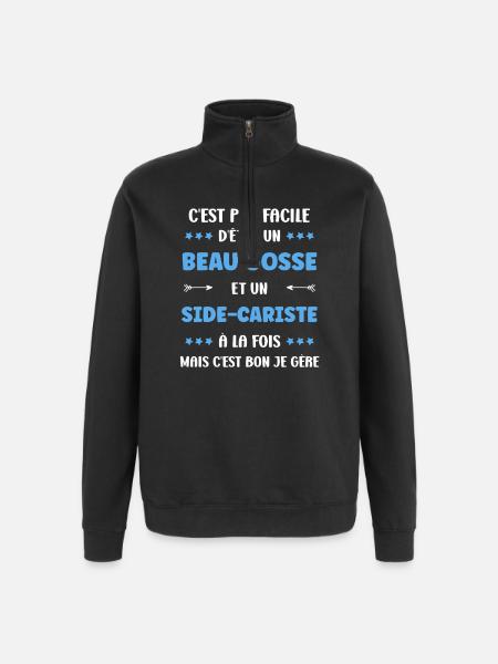 Beau gosse et side-cariste - Sweat à zip 1/4 - noir