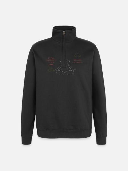 Lotus Meditation Line Art - Quarter-Zip Sweatshirt - black