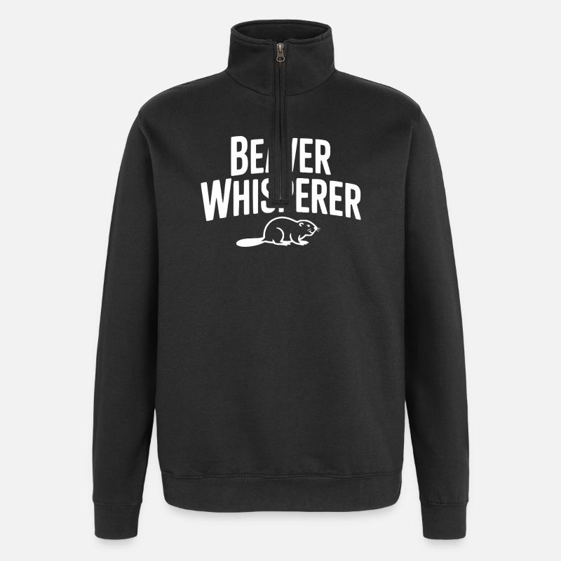 Biber-Flüsterer - Quarter-Zip-Sweatshirt - Schwarz