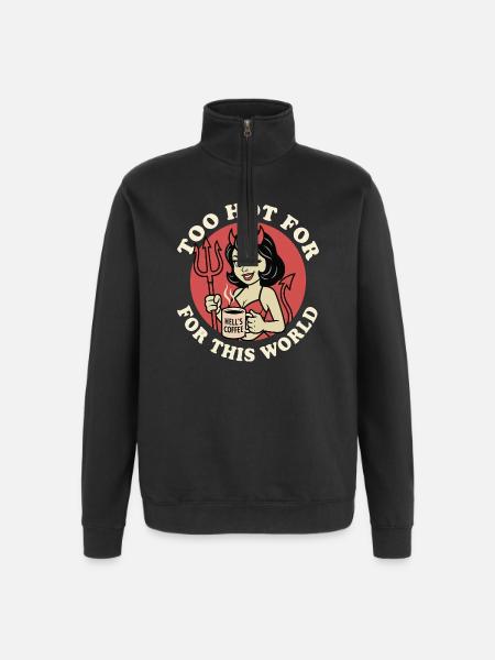 Zu heiß für diese Welt - Quarter-Zip-Sweatshirt - Schwarz