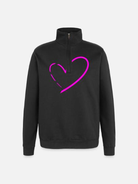 Coeurs - Sweat à zip 1/4 - noir