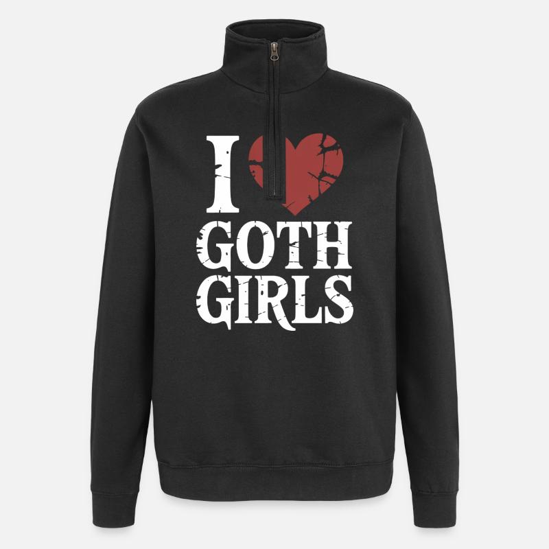 J’aime les filles gothiques - Sweat à zip 1/4 - noir