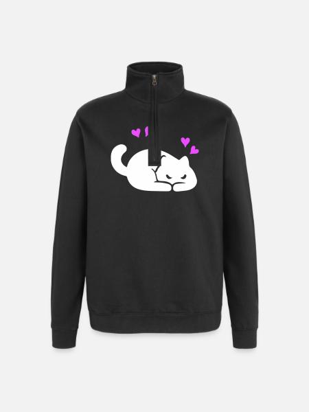 Cat Love - Quarter-Zip Sweatshirt - black