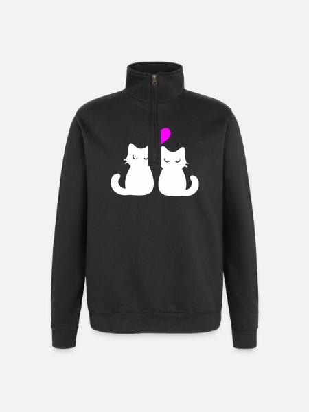 Katzen Verliebt Paar - Quarter-Zip Sweatshirt - black