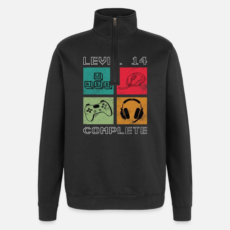 Niveau 14 terminé - Sweat à zip 1/4 - noir