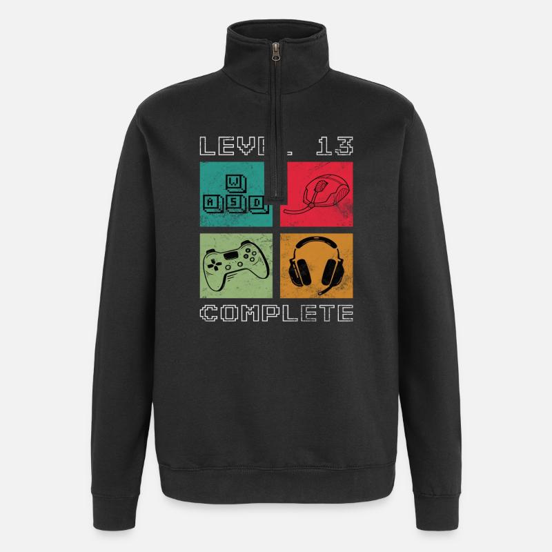 Niveau 13 terminé - Sweat à zip 1/4 - noir