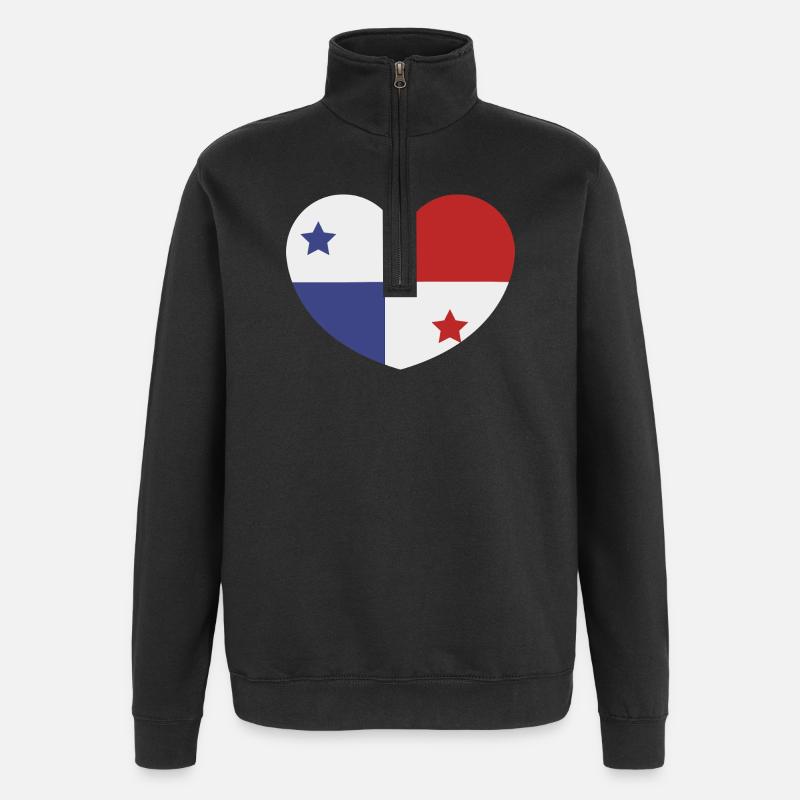 Panama-Herzflagge - Quarter-Zip-Sweatshirt - Schwarz