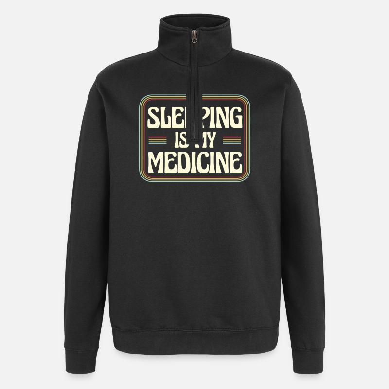 Dormir, c’est mon remède - Sweat à zip 1/4 - noir