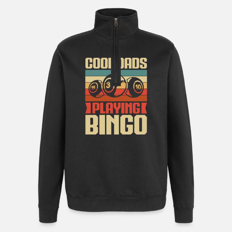 Bingo Game Cool Dads Playing Bingo - Quarter-Zip Sweatshirt - black