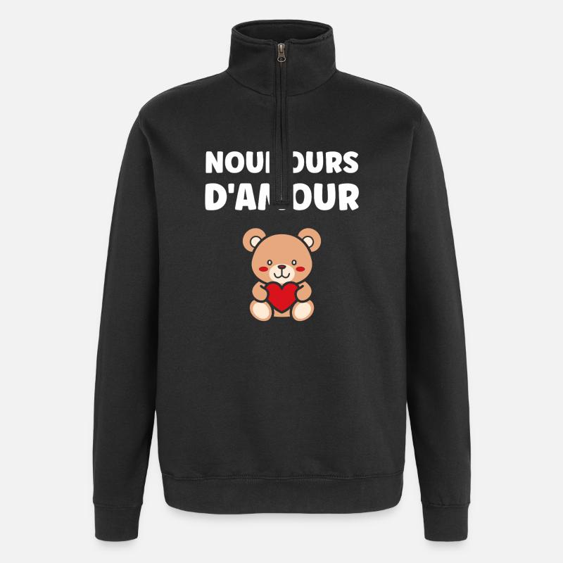 Red Heart Love Teddybär - Quarter-Zip-Sweatshirt - Schwarz