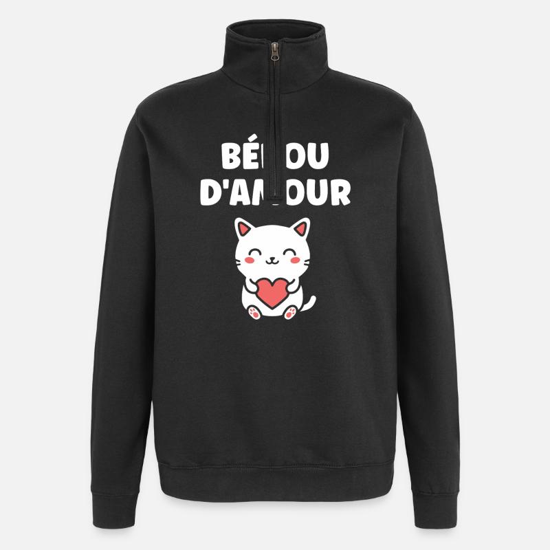 Liebe Beboo Katzenherz - Quarter-Zip-Sweatshirt - Schwarz