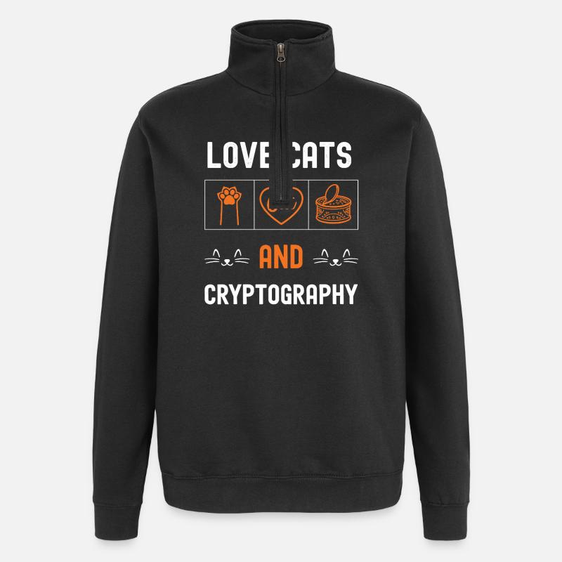Chats und Kryptographie - Quarter-Zip-Sweatshirt - Schwarz