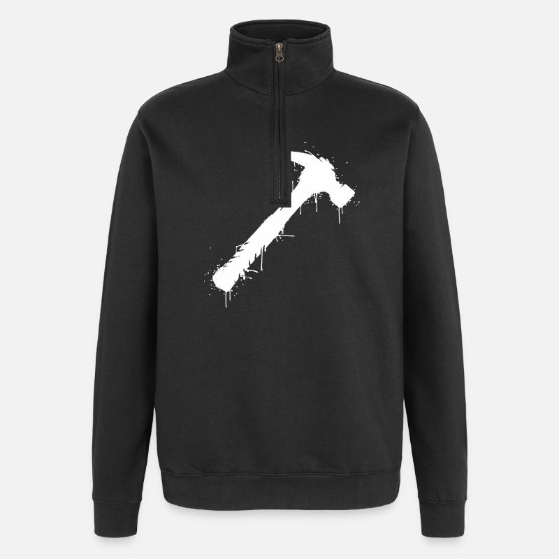 Hammer Werkzeug Graffiti Splatter Vektor - Quarter-Zip-Sweatshirt - Schwarz