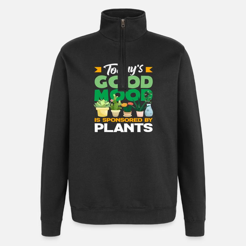 Succulente amoureuse des plantes - Sweat à zip 1/4 - noir