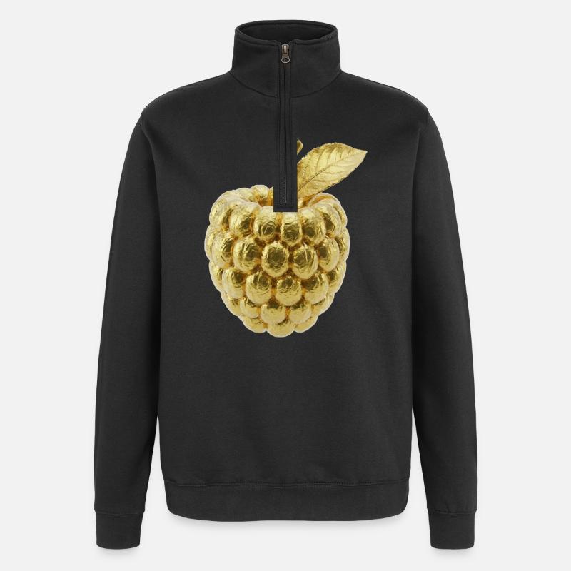 Motif de framboise dorée - Sweat à zip 1/4 - noir