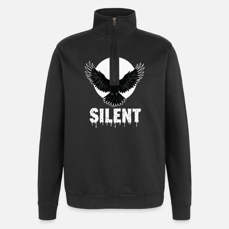 Silent – Dark Raven Gothic Motif - Quarter-Zip Sweatshirt - black