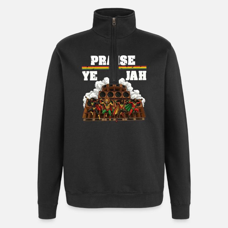 Louons à Jah Rasta - Sweat à zip 1/4 - noir