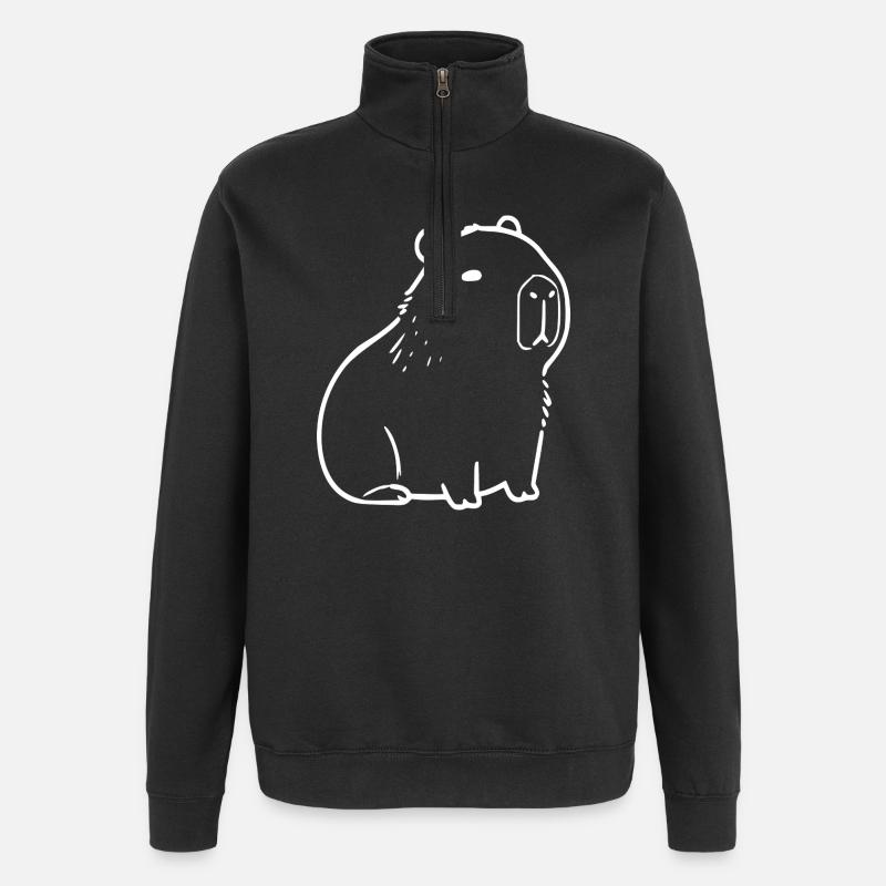 Capybara capybara blanc - Sweat à zip 1/4 - noir