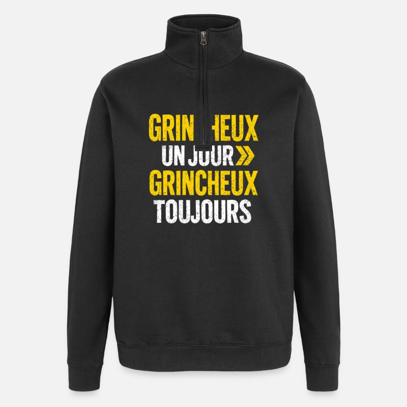 Humour Grognon Râleur Drôle Mauvaise Humeur - Sweat à zip 1/4 - noir