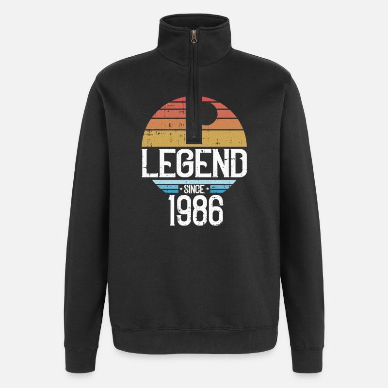 Legend 1986 Retro Sonnenlogo - Quarter-Zip-Sweatshirt - Schwarz