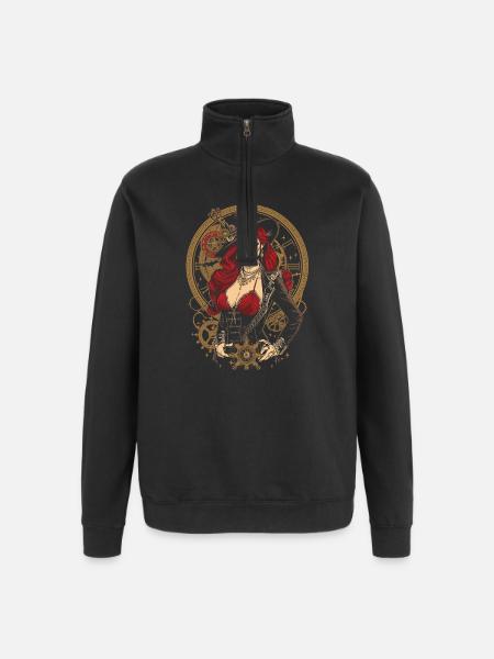 Femmes Steampunk Magnifiques Steampunk - Sweat à zip 1/4 - noir