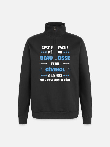 Beau gosse cévenol à la fois - Sweat à zip 1/4 - noir