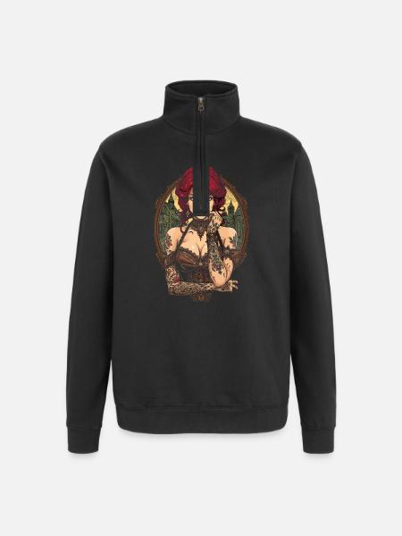 Steam Punk Schöne Frauen Steampunk - Quarter-Zip-Sweatshirt - Schwarz