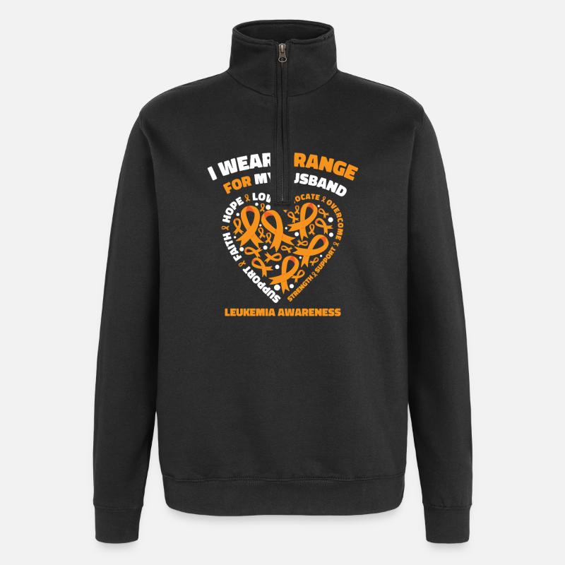 Strong husband with leukemia hope and - Quarter-Zip Sweatshirt - black