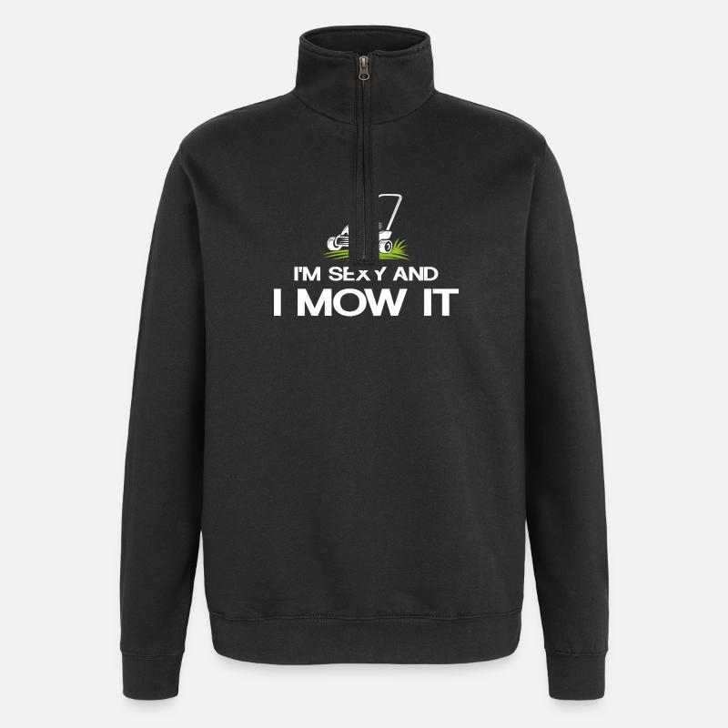 Sexy Rasenmähen Spruch - Quarter-Zip-Sweatshirt - Schwarz